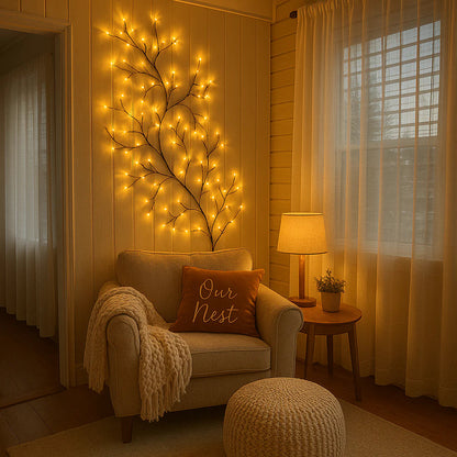 LED Kirschblüten Lichterkette für Wanddeko – Warmweiß – Romantische LED Beleuchtung für Schlafzimmer & Wohnzimmer