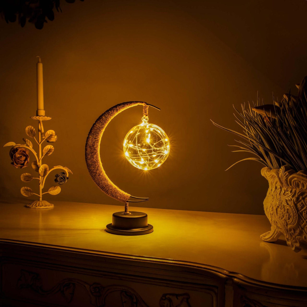 Mond Lampe LED Tischlampe – Warmweißes Dekolicht für Wohnzimmer & Schlafzimmer – Stimmungsvolle Nachtlampe & Geschenkidee
