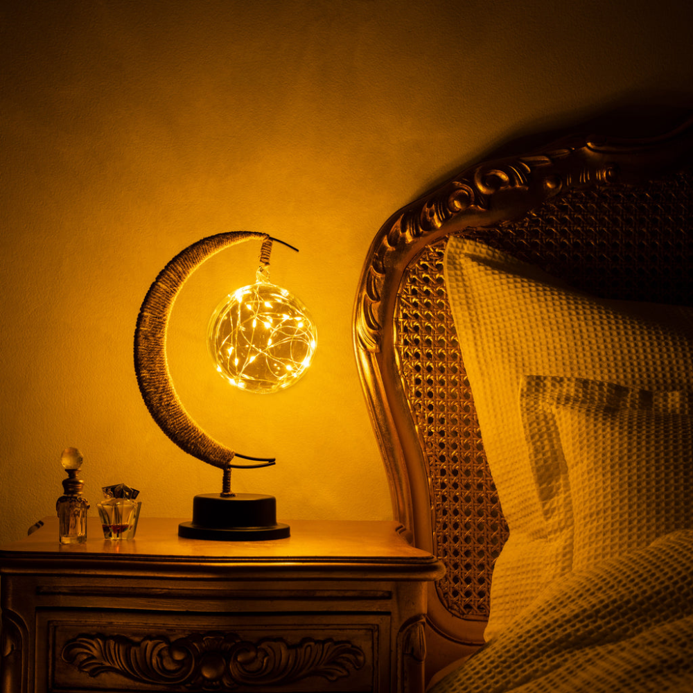 Mond Lampe LED Tischlampe – Warmweißes Dekolicht für Wohnzimmer & Schlafzimmer – Stimmungsvolle Nachtlampe & Geschenkidee