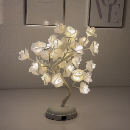 LED Rosenbaum Tischlampe – Romantische Deko Lampe für Wohnzimmer/Schlafzimmer | Warmweiß & Rosa | Stimmungslicht & Nachtlicht
