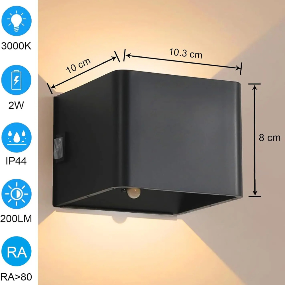 LED Wandleuchte Außen & Innen – Up & Down Wandlampe Schwarz Aluminium, 2700K Warmweiß, Moderne Außenwandleuchte