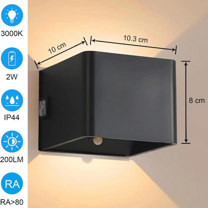 LED Wandleuchte Außen & Innen – Up & Down Wandlampe Schwarz Aluminium, 2700K Warmweiß, Moderne Außenwandleuchte