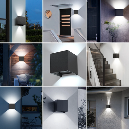 LED Wandleuchte Außen & Innen – Up & Down Wandlampe Schwarz Aluminium, 2700K Warmweiß, Moderne Außenwandleuchte