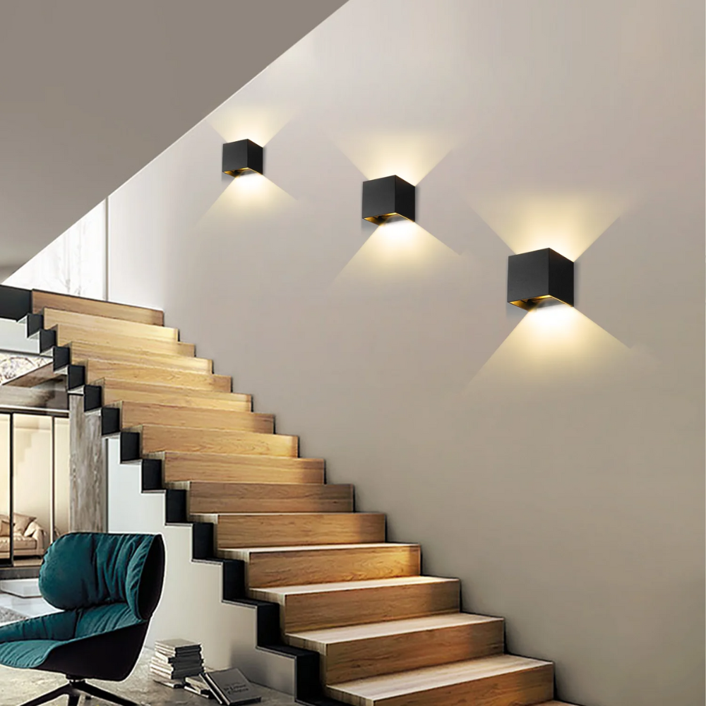 LED Wandleuchte Außen & Innen – Up & Down Wandlampe Schwarz Aluminium, 2700K Warmweiß, Moderne Außenwandleuchte