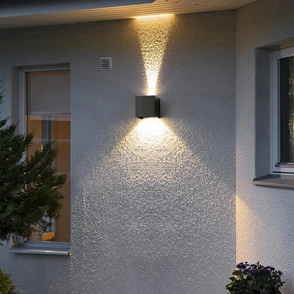 LED Wandleuchte Außen & Innen – Up & Down Wandlampe Schwarz Aluminium, 2700K Warmweiß, Moderne Außenwandleuchte