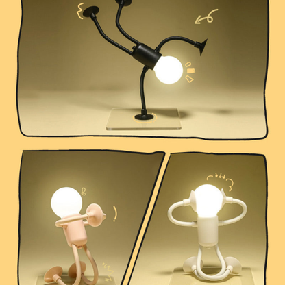 Bulb - Man | LED Tischlampe Flexibel – Kreative Deko Schreibtischlampe für Wohnzimmer & Kinderzimmer | 4 Farben | Energiesparend & Modern