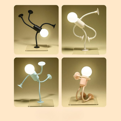Bulb - Man | LED Tischlampe Flexibel – Kreative Deko Schreibtischlampe für Wohnzimmer & Kinderzimmer | 4 Farben | Energiesparend & Modern