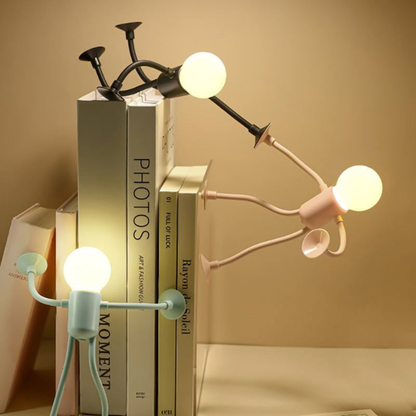 Bulb - Man | LED Tischlampe Flexibel – Kreative Deko Schreibtischlampe für Wohnzimmer & Kinderzimmer | 4 Farben | Energiesparend & Modern