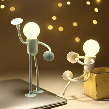 Bulb - Man | LED Tischlampe Flexibel – Kreative Deko Schreibtischlampe für Wohnzimmer & Kinderzimmer | 4 Farben | Energiesparend & Modern