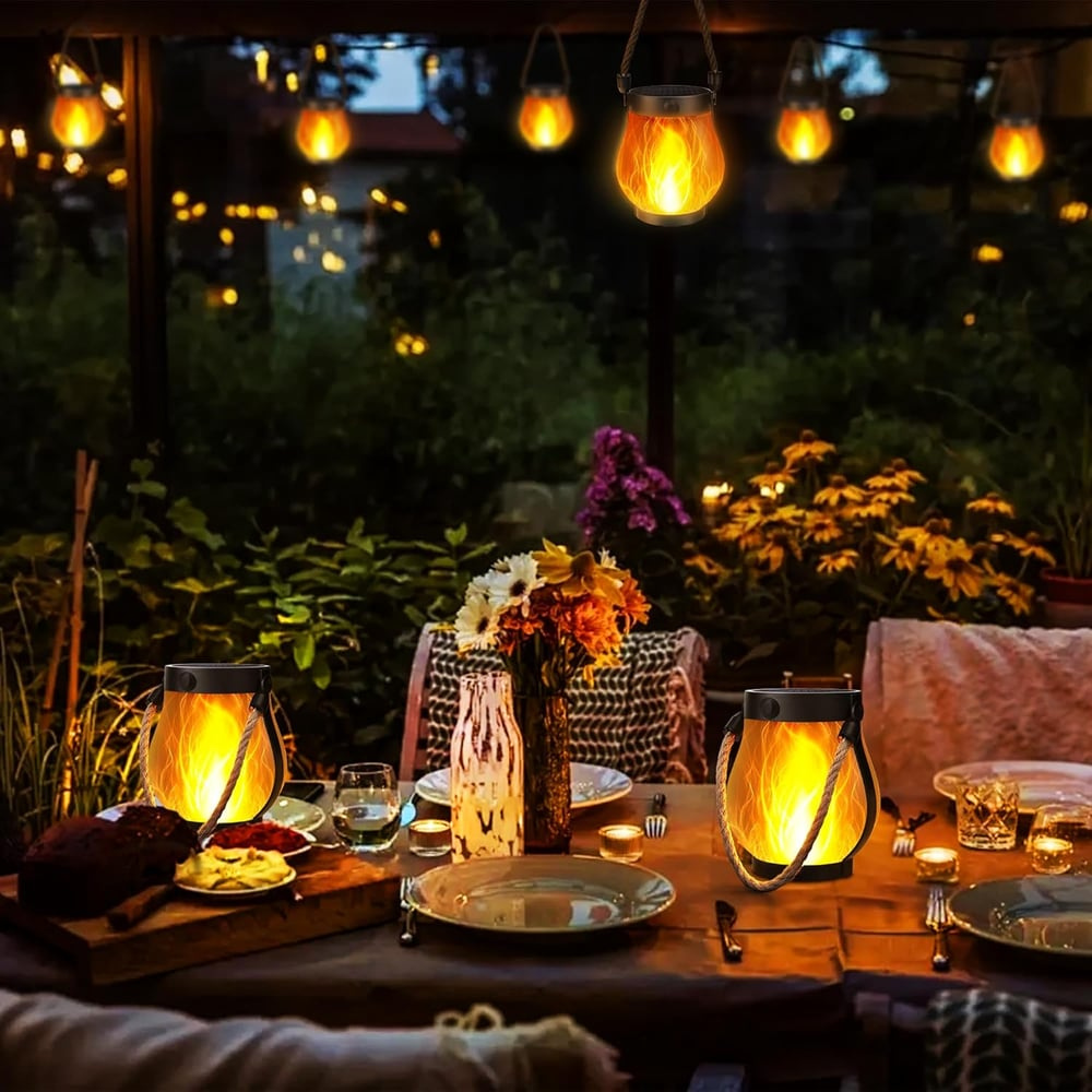 Solar LED Gartenlaterne mit Flammeneffekt – Outdoor Laterne für Terrasse & Balkon – 2 Beleuchtungsmodi (Flicker & Dauerlicht) – Wetterfest & Wiederaufladbar – Deko Lampe für Außenbereich