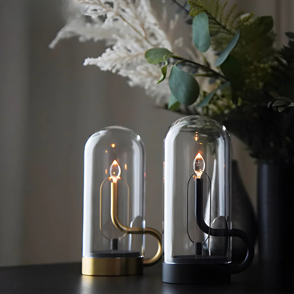 Moderne Glas-Tischlampe mit LED – Designer Dekolampe für Wohnzimmer & Schlafzimmer