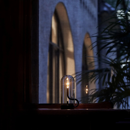 Moderne Glas-Tischlampe mit LED – Designer Dekolampe für Wohnzimmer & Schlafzimmer