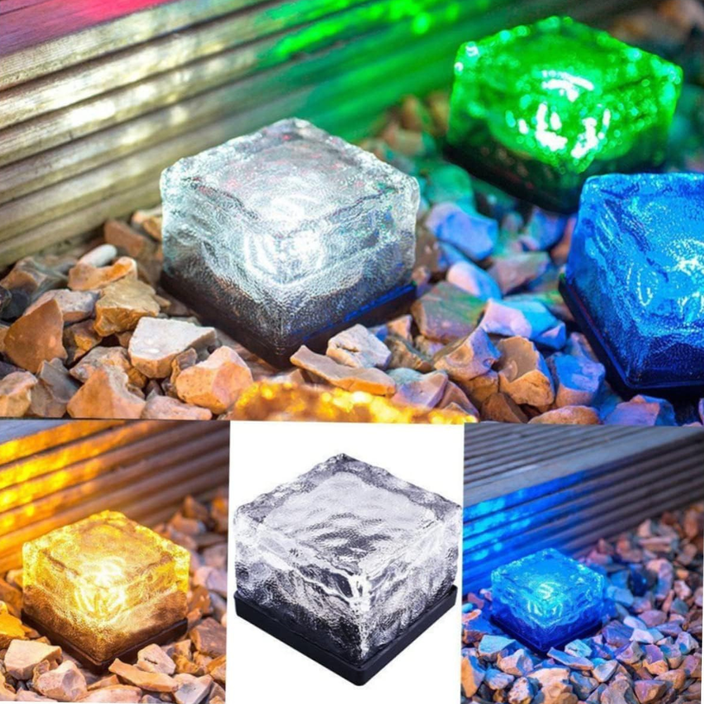 LED Glasbaustein Bodenleuchte | Batteriebetrieben | Außen Gartenbeleuchtung | Wasserdicht IP65