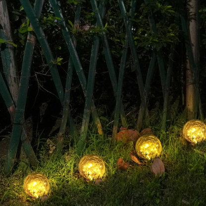 Solar LED Gartenkugelleuchte – Crack-Glas Design, 20 LEDs, wasserdicht & robust für Außenbereich