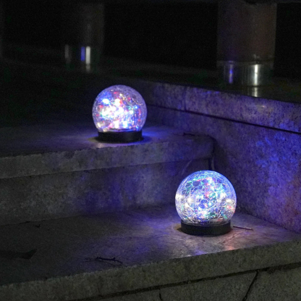 Solar LED Gartenkugelleuchte – Crack-Glas Design, 20 LEDs, wasserdicht & robust für Außenbereich