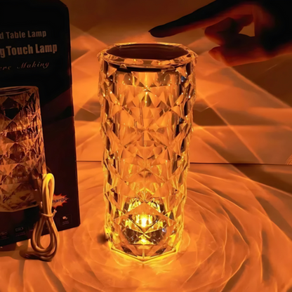 Wiederaufladbare Kristall LED Tischlampe – Dekolampe mit Touch und 3 Lichtmodi für Ambientebeleuchtung