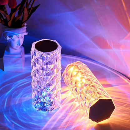 Wiederaufladbare Kristall LED Tischlampe – Dekolampe mit Touch und 3 Lichtmodi für Ambientebeleuchtung