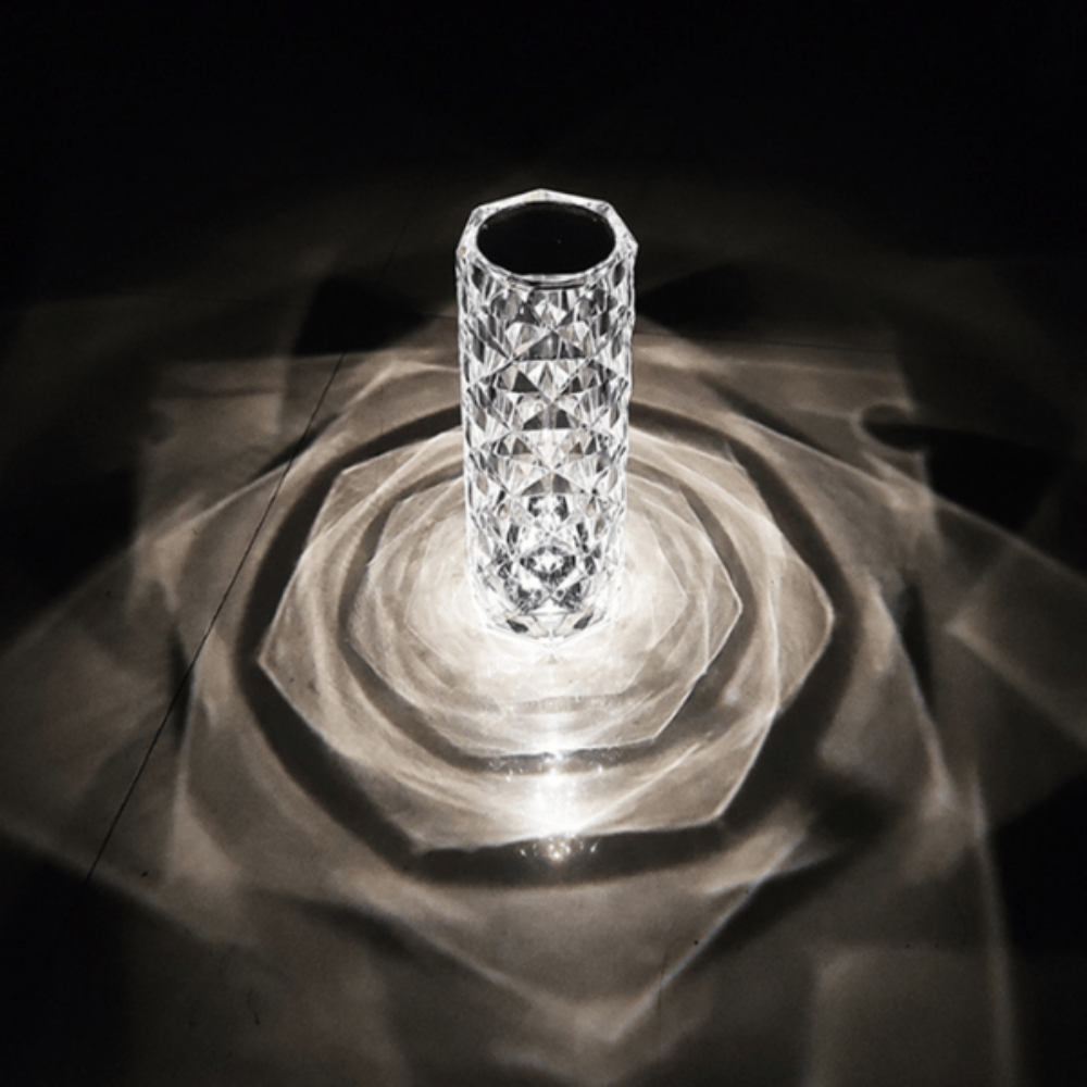 Wiederaufladbare Kristall LED Tischlampe – Dekolampe mit Touch und 3 Lichtmodi für Ambientebeleuchtung