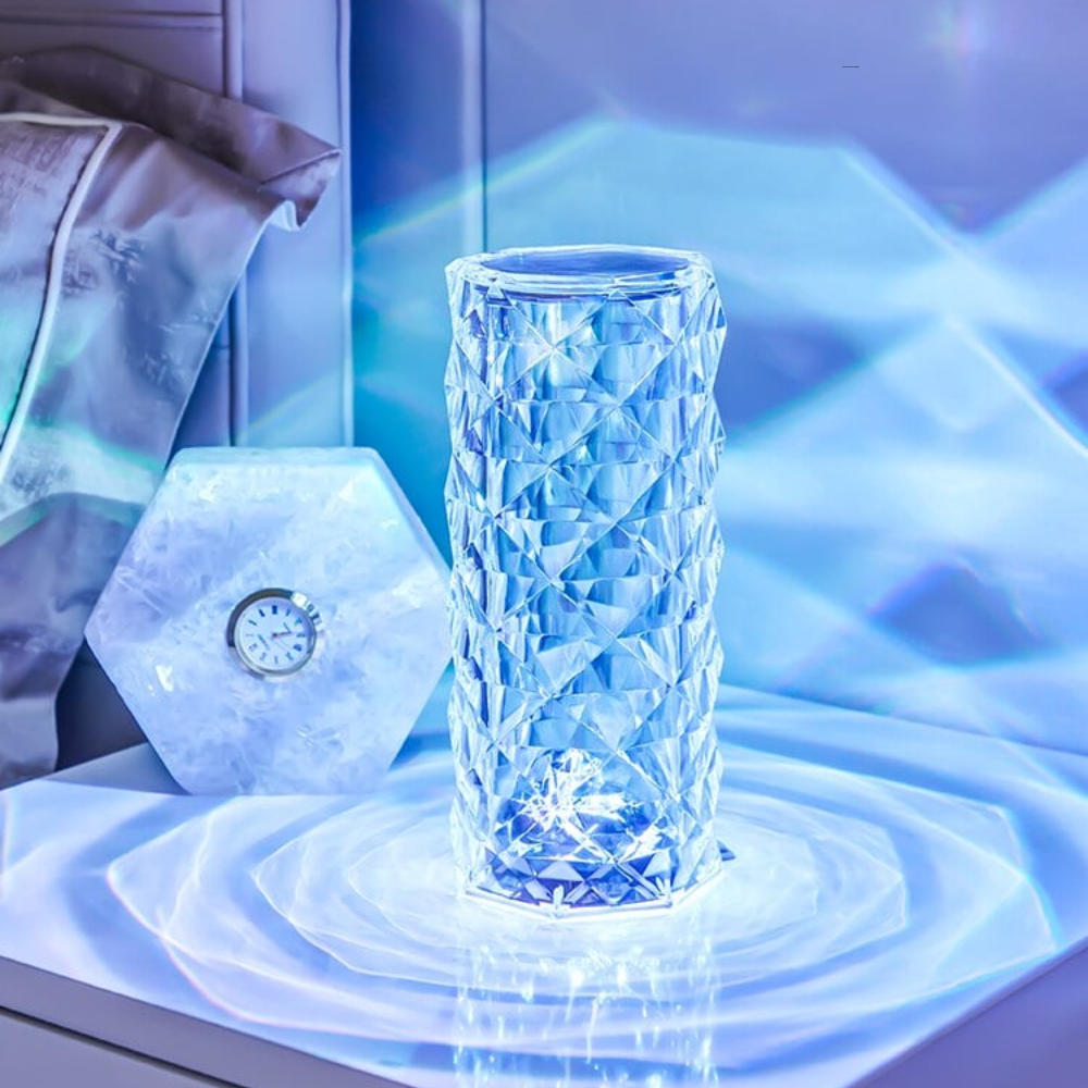 Wiederaufladbare Kristall LED Tischlampe – Dekolampe mit Touch und 3 Lichtmodi für Ambientebeleuchtung