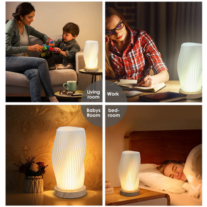 Modern Holz Tischlampe · LED Nachttischlampe mit weichem Warmlicht – Tisch Lampe für Schlafzimmer & Wohnzimmer