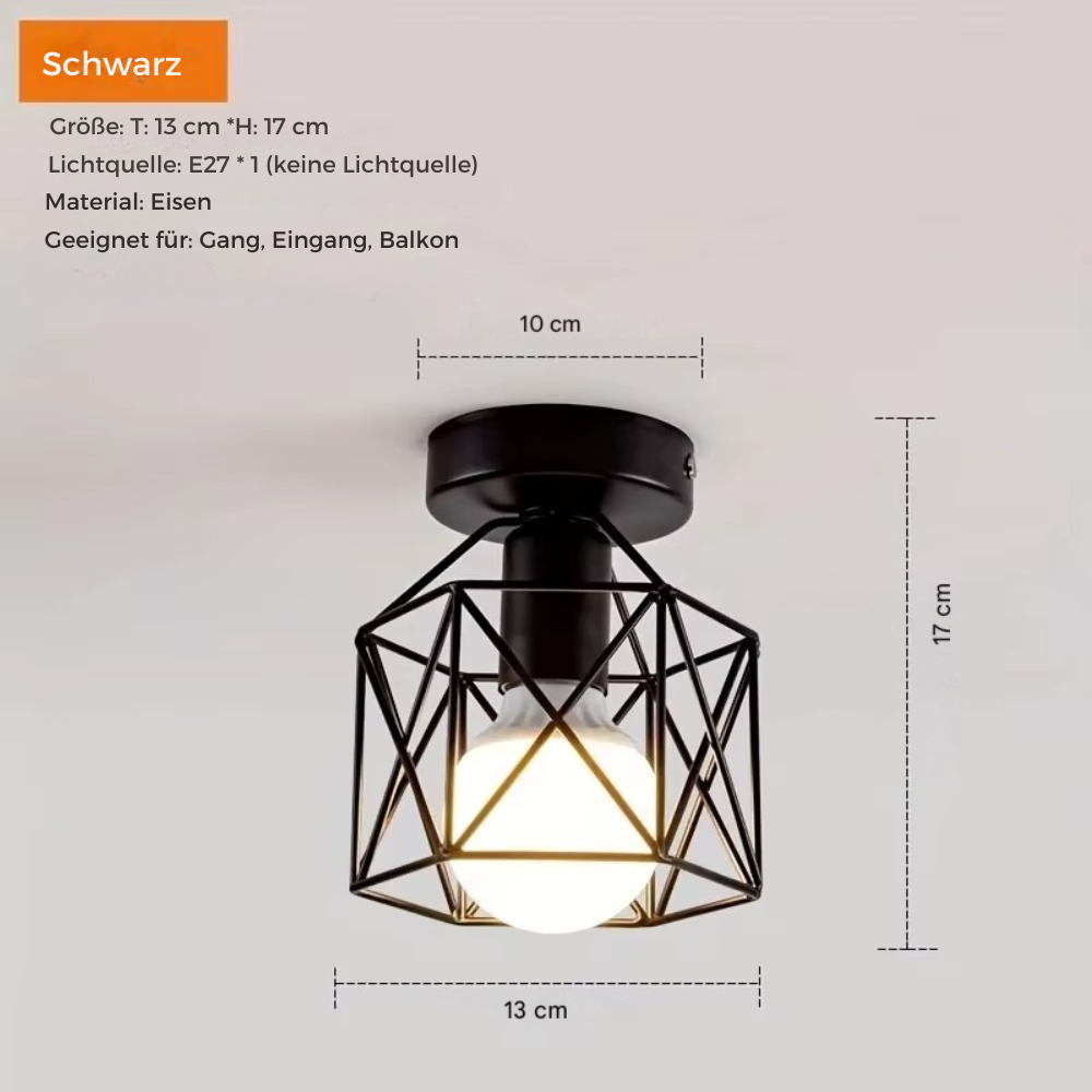 Moderne Deckenlampe im Industrial Design – Metall LED Deckenleuchte für Wohnzimmer, Flur & Schlafzimmer (Gold/Schwarz)