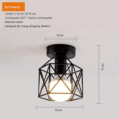 Moderne Deckenlampe im Industrial Design – Metall LED Deckenleuchte für Wohnzimmer, Flur & Schlafzimmer (Gold/Schwarz)