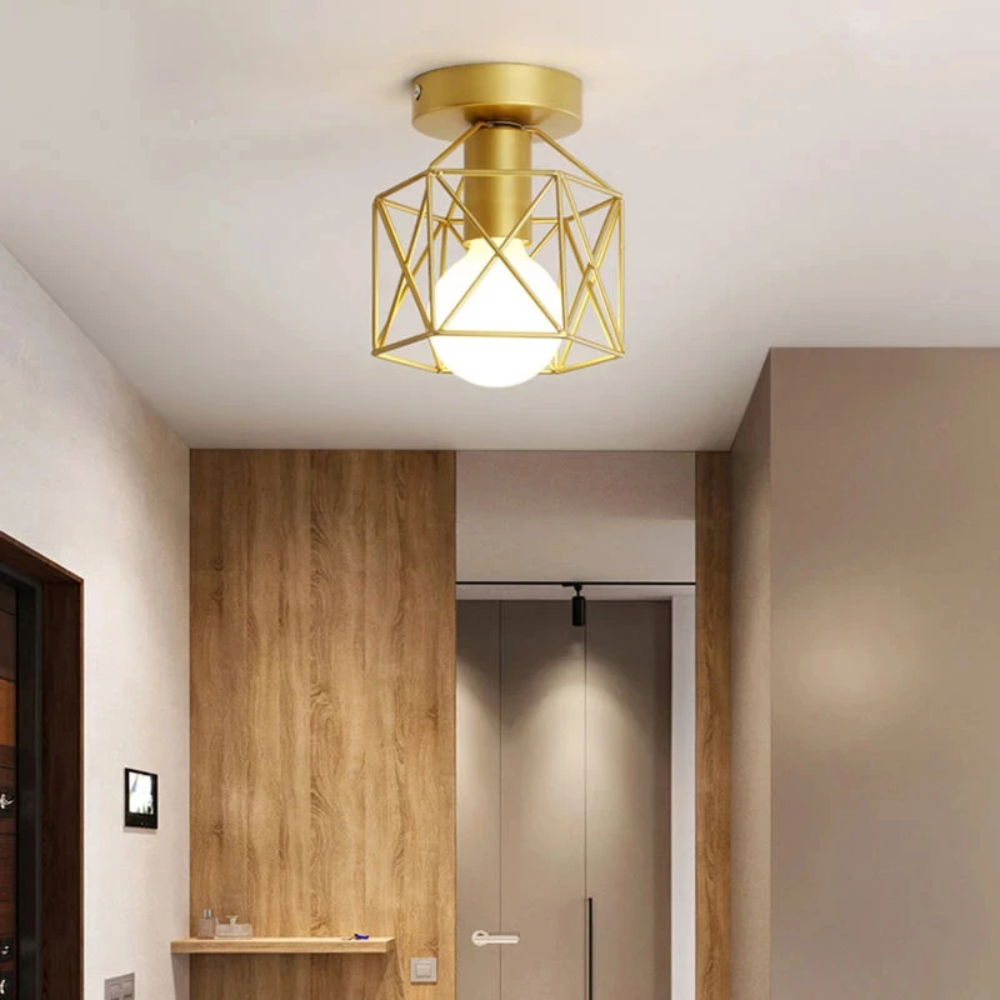 Moderne Deckenlampe im Industrial Design – Metall LED Deckenleuchte für Wohnzimmer, Flur & Schlafzimmer (Gold/Schwarz)
