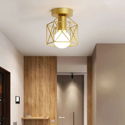 Moderne Deckenlampe im Industrial Design – Metall LED Deckenleuchte für Wohnzimmer, Flur & Schlafzimmer (Gold/Schwarz)