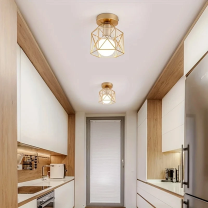 Moderne Deckenlampe im Industrial Design – Metall LED Deckenleuchte für Wohnzimmer, Flur & Schlafzimmer (Gold/Schwarz)