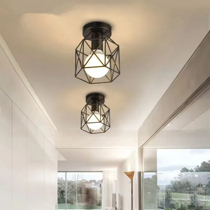 Moderne Deckenlampe im Industrial Design – Metall LED Deckenleuchte für Wohnzimmer, Flur & Schlafzimmer (Gold/Schwarz)