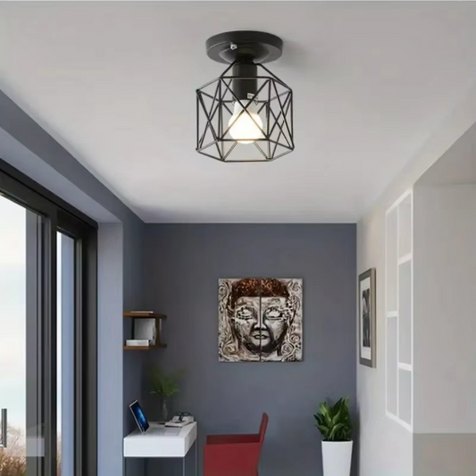 Moderne Deckenlampe im Industrial Design – Metall LED Deckenleuchte für Wohnzimmer, Flur & Schlafzimmer (Gold/Schwarz)