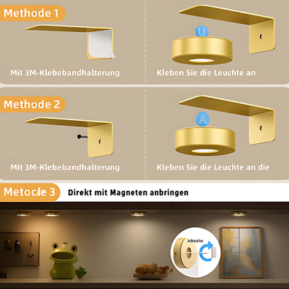 LED Wandleuchte RGB mit Fernbedienung – Moderne Wandlampe Innenbeleuchtung, Dimmbar & Farbwechsel (Schwarz/Gold)
