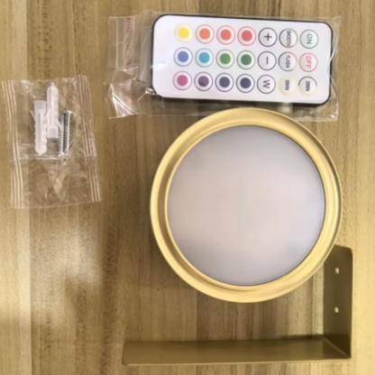 LED Wandleuchte RGB mit Fernbedienung – Moderne Wandlampe Innenbeleuchtung, Dimmbar & Farbwechsel (Schwarz/Gold)
