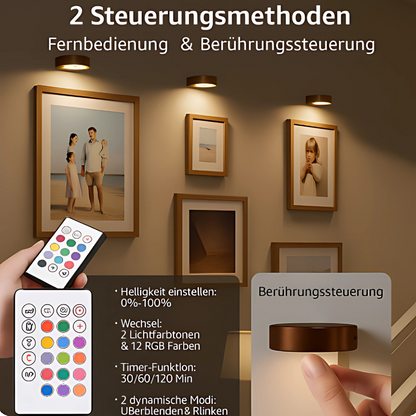 LED Wandleuchte RGB mit Fernbedienung – Moderne Wandlampe Innenbeleuchtung, Dimmbar & Farbwechsel (Schwarz/Gold)