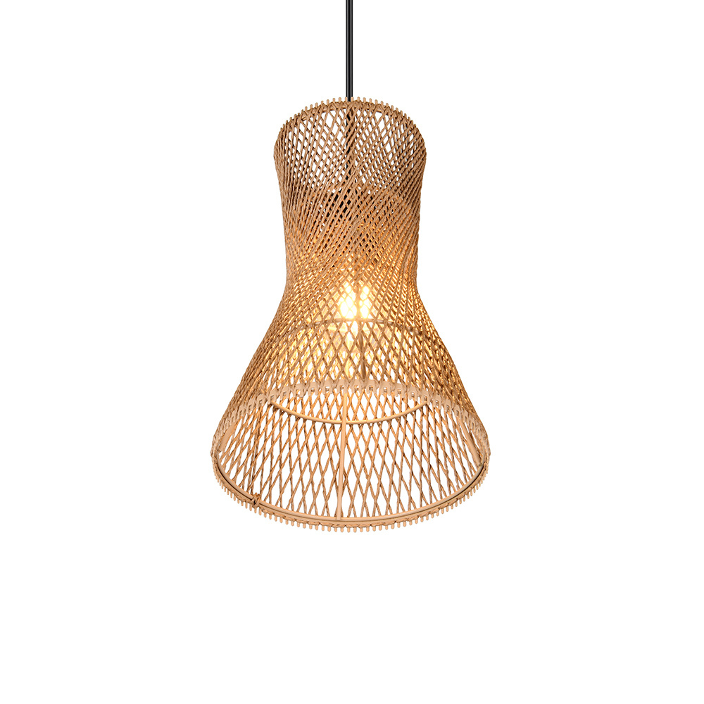 Pendelleuchte aus Papiergarn – Natur Hängelampe Braun & Schwarz, E27, Höhenverstellbar, Boho Stil