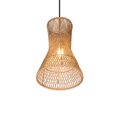 Pendelleuchte aus Papiergarn – Natur Hängelampe Braun & Schwarz, E27, Höhenverstellbar, Boho Stil