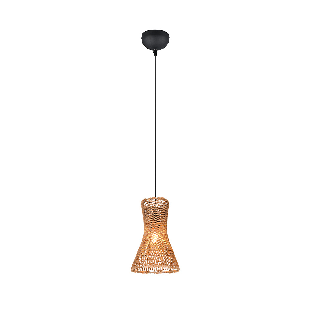 Pendelleuchte aus Papiergarn – Natur Hängelampe Braun & Schwarz, E27, Höhenverstellbar, Boho Stil