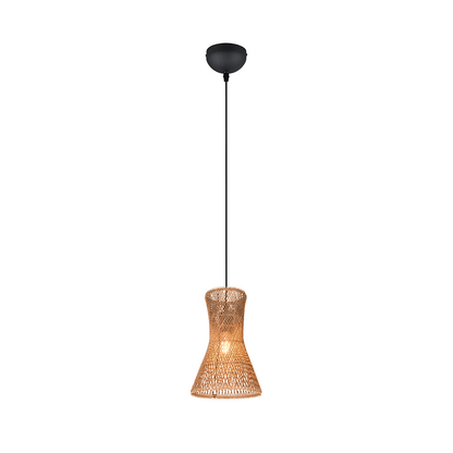 Pendelleuchte aus Papiergarn – Natur Hängelampe Braun & Schwarz, E27, Höhenverstellbar, Boho Stil
