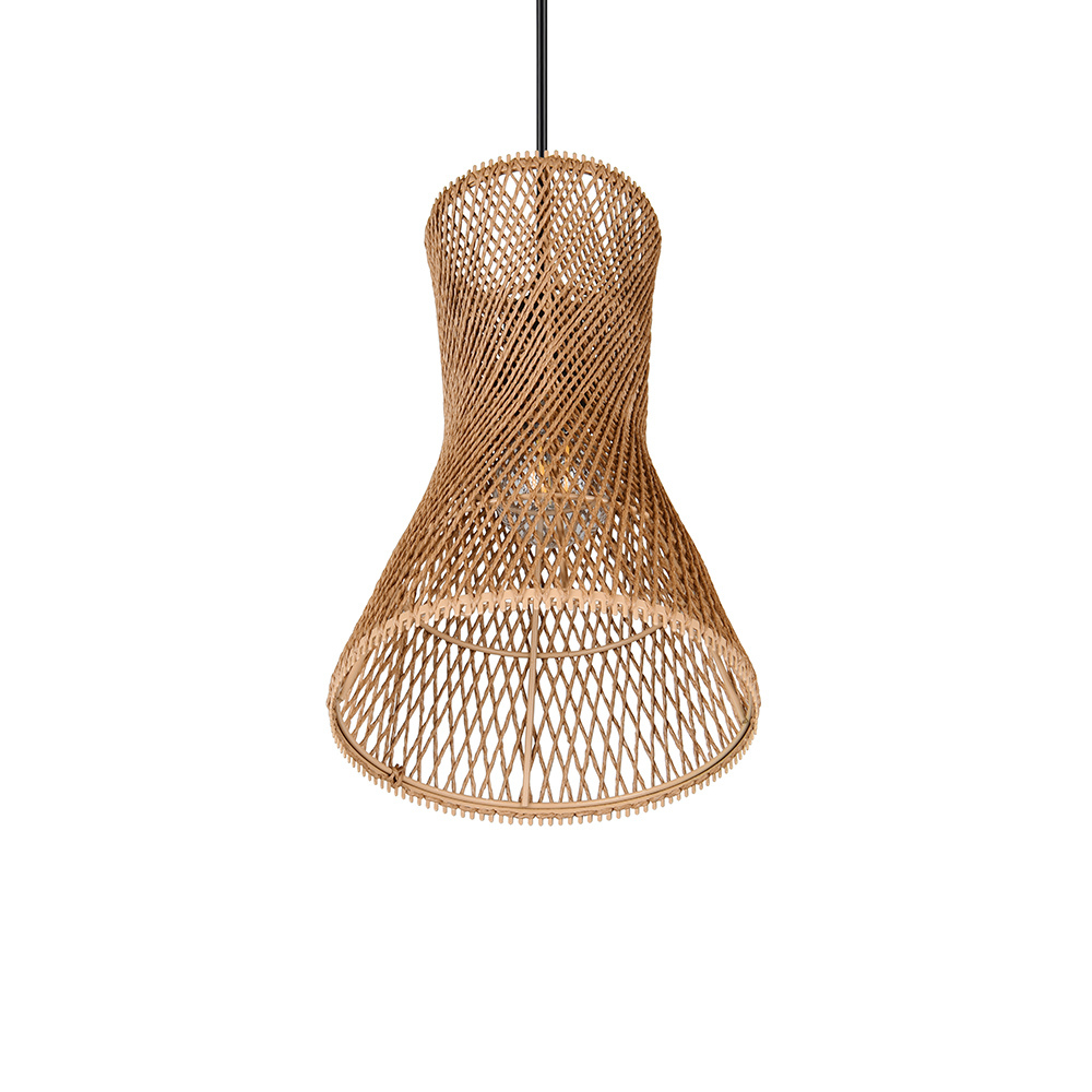 Pendelleuchte aus Papiergarn – Natur Hängelampe Braun & Schwarz, E27, Höhenverstellbar, Boho Stil