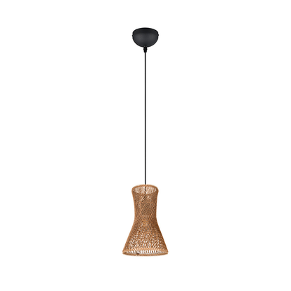 Pendelleuchte aus Papiergarn – Natur Hängelampe Braun & Schwarz, E27, Höhenverstellbar, Boho Stil