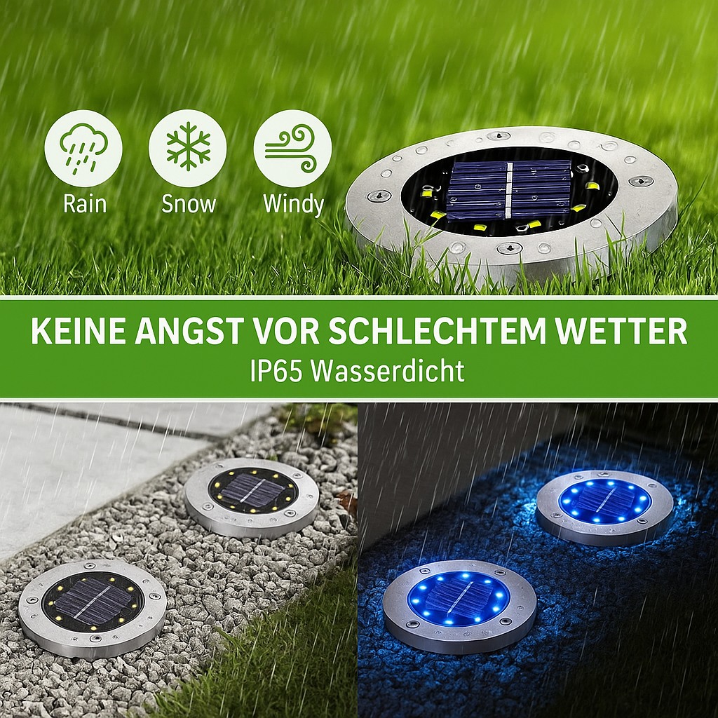 Solar Bodenleuchte LED – Outdoor Gartenbeleuchtung – Wasserdicht Bodenspot – Solar Wegeleuchte für Terrasse/Beet/Weg – Warmweiß & Kaltweiß