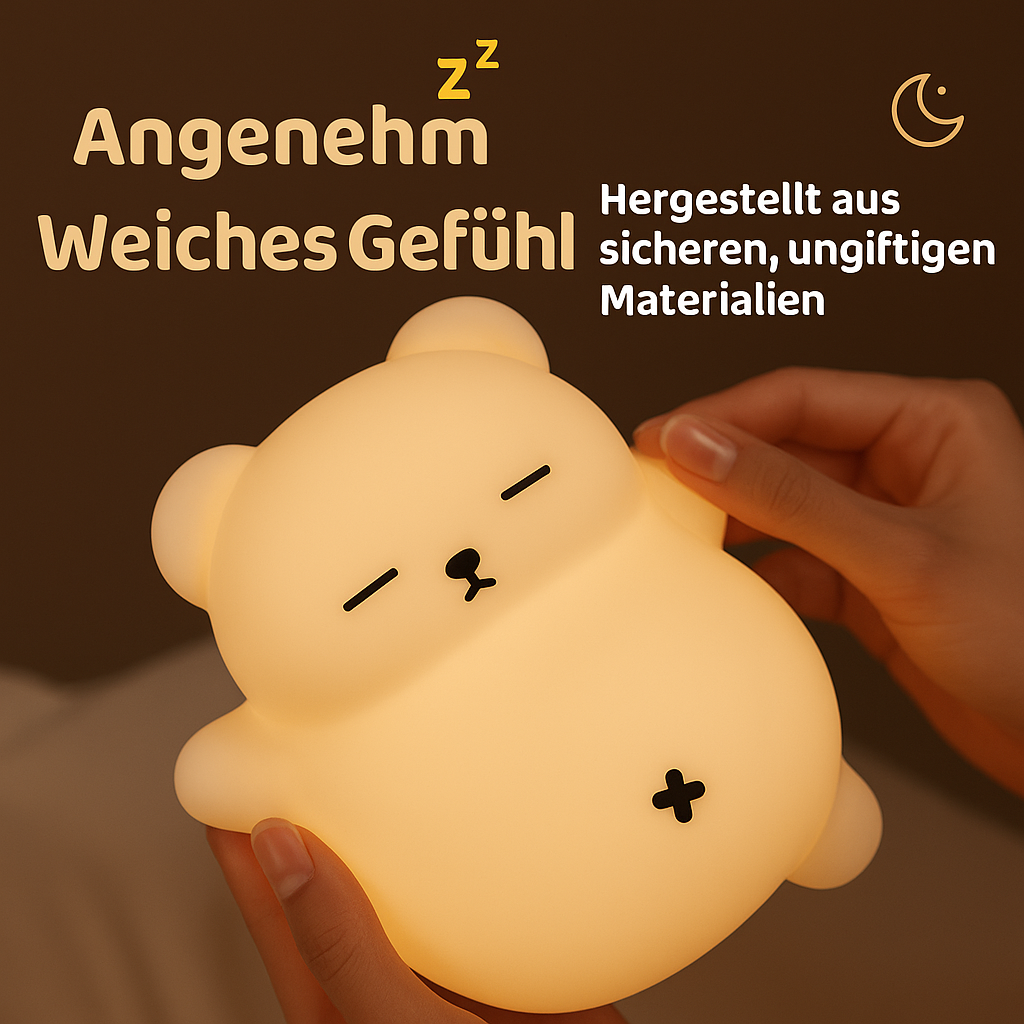 Schnarchender Atmungsbär – Einschlafhilfe & Nachtlicht mit Atembewegung für Babys & Kinder