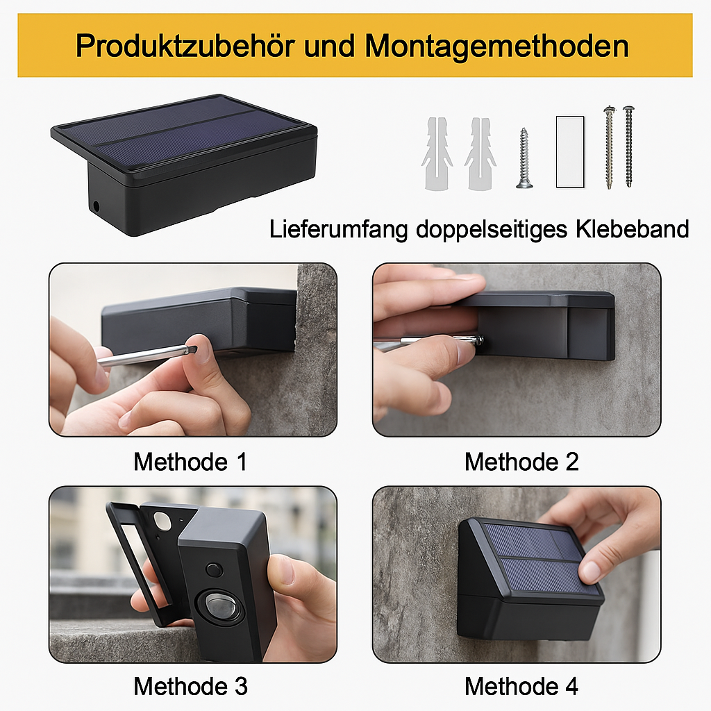 Solar LED Außenwandleuchte IP65 – Modernes Licht für Garten, Terrasse & Hauswand – Warmweiß/Kaltweiß – Solar betrieben