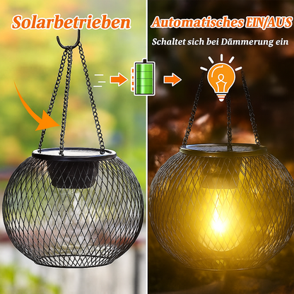 Solar Gartenlaterne LED – Solar Hängelampe für Außen mit warmweißem Licht | Automatisches Ein/Aus & Wetterfest