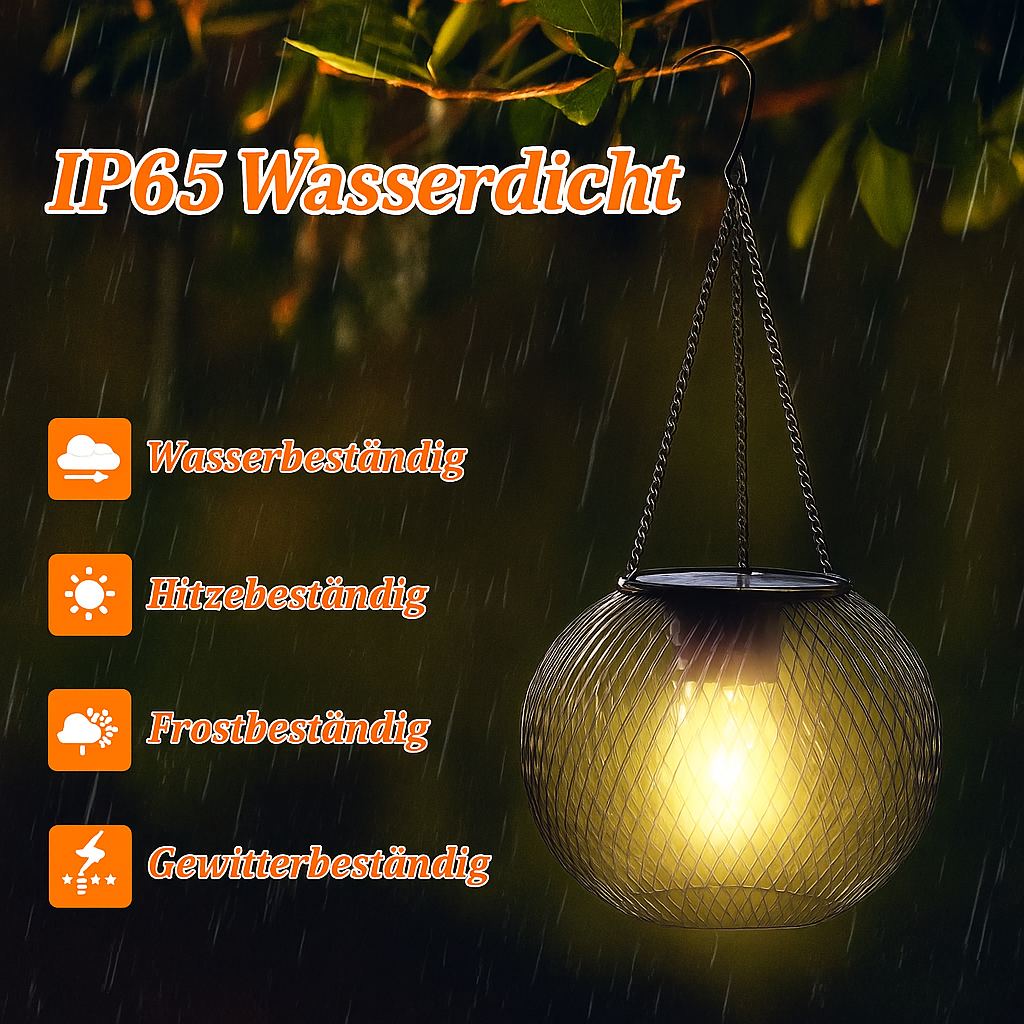 Solar Gartenlaterne LED – Solar Hängelampe für Außen mit warmweißem Licht | Automatisches Ein/Aus & Wetterfest