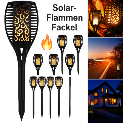 Solar Gartenfackel LED mit Flammen-Effekt | Solarleuchte Außen für Garten & Terrasse | IP65 Wasserdicht Deko Lampe