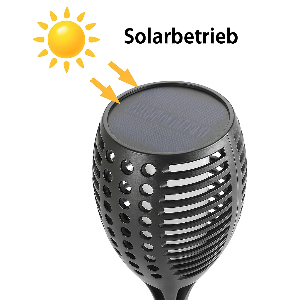 Solar Gartenfackel LED mit Flammen-Effekt | Solarleuchte Außen für Garten & Terrasse | IP65 Wasserdicht Deko Lampe