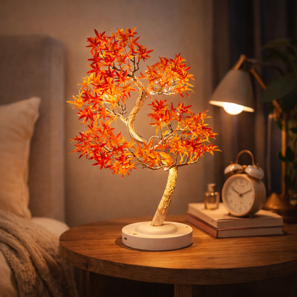 LED Ahornbaum Tischlampe – Herbst Deko Baum mit warmweißem Licht, flexible Zweige, Innen & Außen