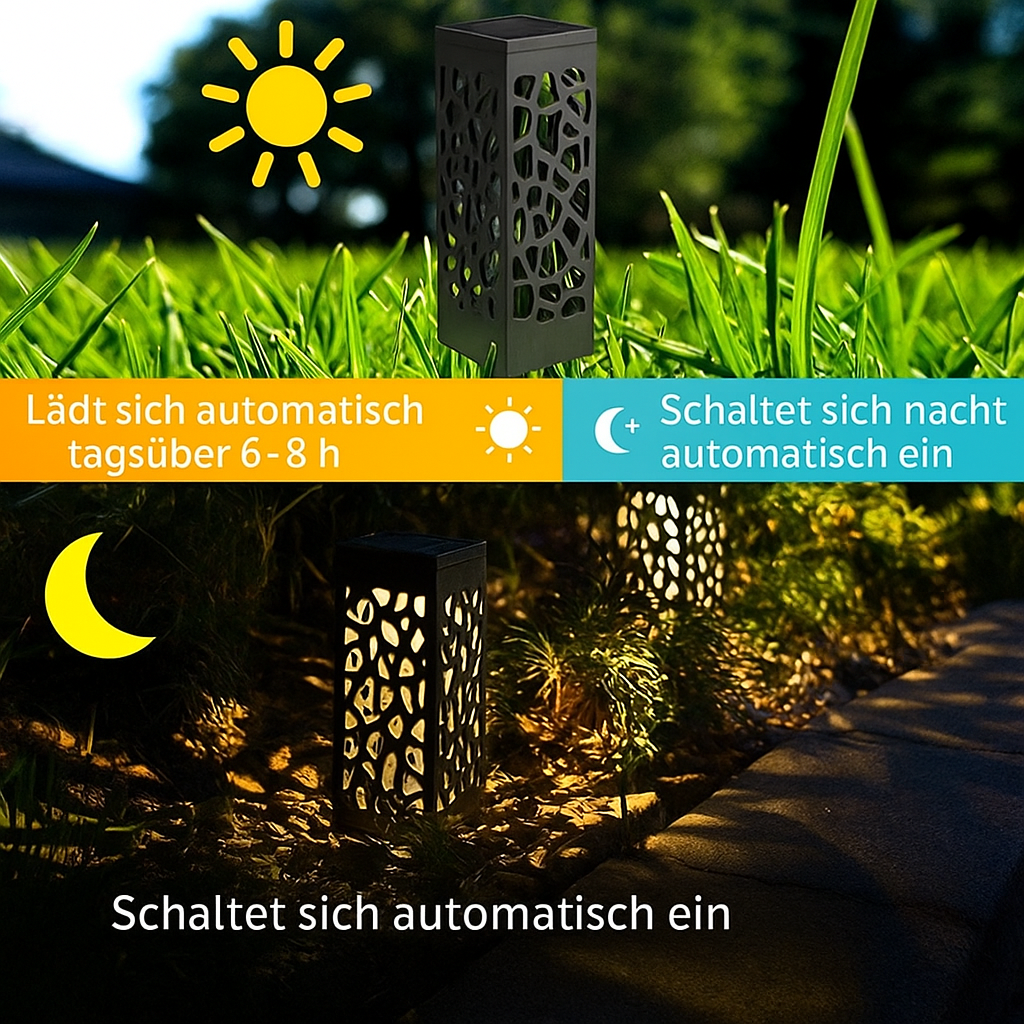 Solar Gartenleuchte LED – Outdoor Wegbeleuchtung wasserdicht – Solar Außenleuchte für Garten, Terrasse & Wege
