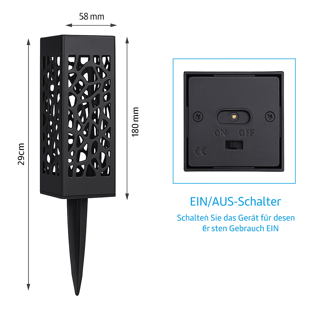 Solar Gartenleuchte LED – Outdoor Wegbeleuchtung wasserdicht – Solar Außenleuchte für Garten, Terrasse & Wege